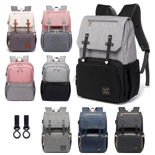 Bolsas de pañales Paquetes de maternidad Bolsa de viaje multifunción con USB Mamá Bebé Pañales Mochilas para mamá Cochecito Kit 230628