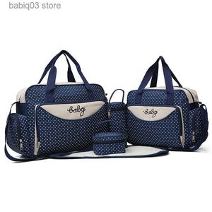 Bolsas de pañales Bolsa de mamá multifuncional de gran capacidad Lista para producir Bolsa de cinco piezas de moda materna y para bebés Mochila Femenina Mochila T230526