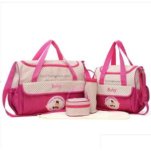 Bolsas de pañales Momia Bebé Mochila con estación de cambio plegable Mamá portátil Bolsa Cochecito Correas para viajes L Dh81E