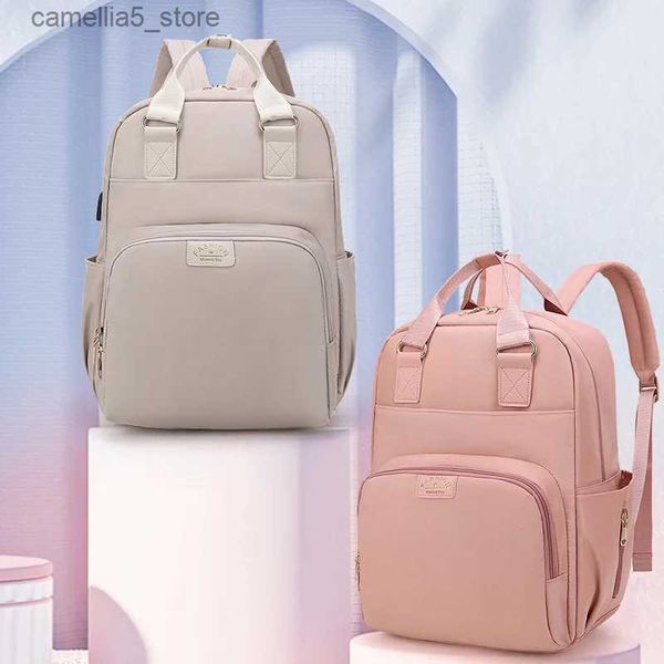 Bolsas de pañales Bolsa de momia Bolsa de pañales USB Cuidado del bebé Gran capacidad Mamá Mochila Momia Maternidad Bolsa húmeda Impermeable Bebé Embarazada Bolsa de pañales Q231127