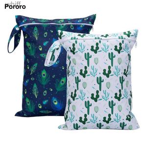 Sacs à couches Pororo maman sac sacs à couches taille de poche 30*40 cm imperméable PUL imprimé sac humide sac de maternité pour mère enfants bébé stuffL231110