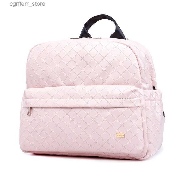 Bolsas de pañales bolsas de pañales rosa a cuadros de Soboba para mamá mochila de maternidad de gran capacidad bien organizada para cochecitos l410