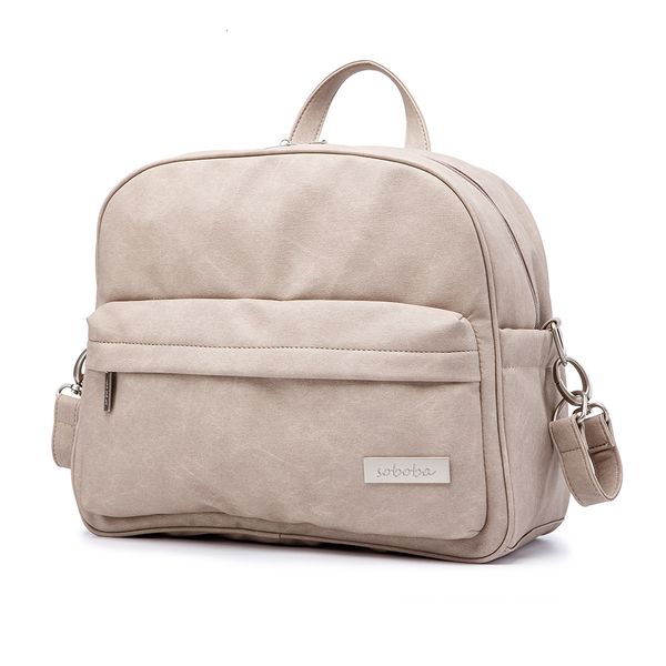 Sacs à couches Soboba Solid Fashion Sac à dos pour soins de bébé imperméable multi-fonction sac à langer mère élégant 230826