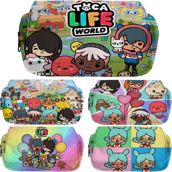 Sacs à couches Toca Life World Trousse à crayons Pochette de maquillage Oxford Boîte étanche Cartoon School Double Papeterie Sac Boca Kids 230628