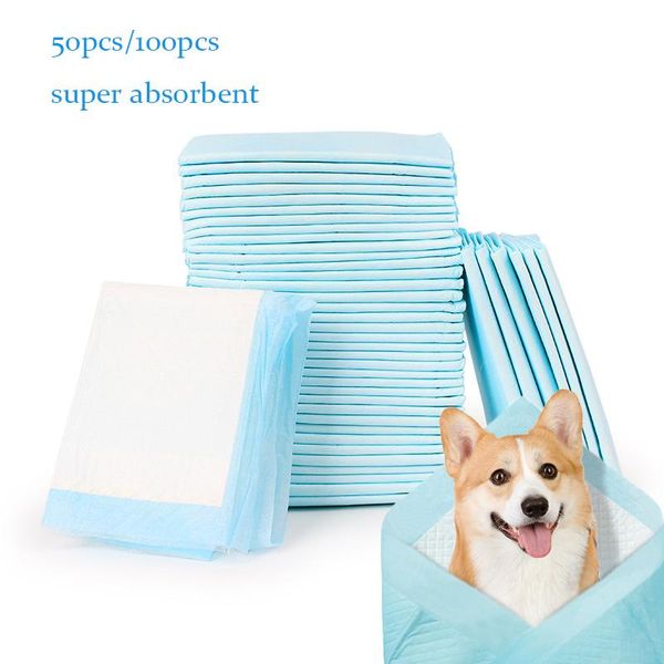 Couches 50/100 pièces coussin de chien formation coussinets de pipi Super absorbant couche pour animaux de compagnie jetable tapis de couche propre pour animaux de compagnie fournitures de couches S M