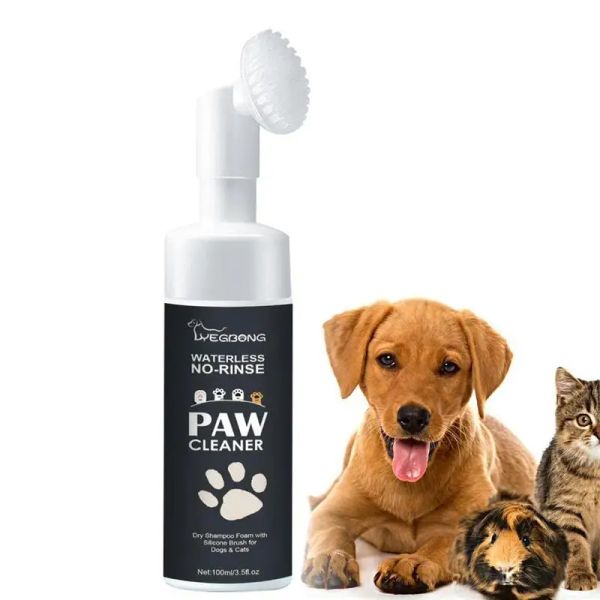 Couches Nettoyant pour les pieds des animaux de compagnie Chiens Chats Nowash Mousse de patte Produits de lavage Soins naturels des pattes Brosse en silicone Masseur de tête Fournitures de toilettage pour chiens