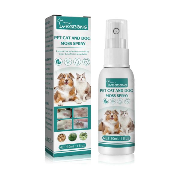 Pañales alergias al tratamiento del spray de piel de mascota Dermatitis eczema para gato removedor de perros ácaro pulga piojo alivio anti fongo spray de musgo