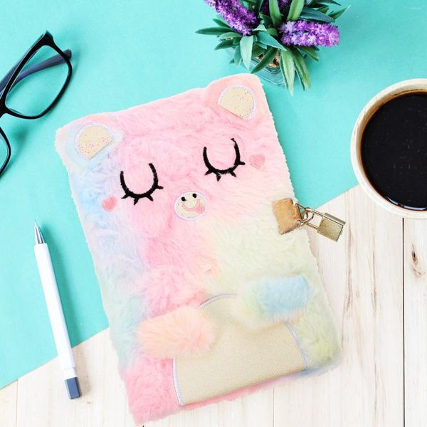 Diario Cuaderno Libro de peluche Planificador Niñas Diario Esponjoso Estudiantes Niña Papelería Escritura Agenda Regalo Estudiante Bloqueo Secreto Diario