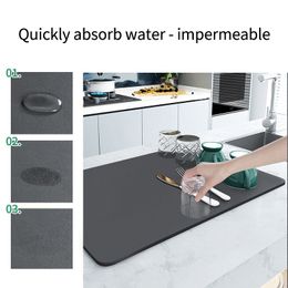 Diatom Mud Kitchen tapis super absorbant Drying Mat Coffee Machine Drain Pad Anti Slip Bathroom Mats Table Voline Placemat Tapis
