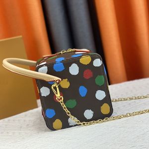 Bolsa de dados Dot Bolsas crossbody Cosmetic Box Prints Lona Shoulder Bags Fashion Wallet Handle Leather Chain Hand Bag Old Flower Purse