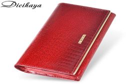 Dicihaya en cuir véritable femmes portefeuilles multifonction sac à main porte-carte rouge Long portefeuille pochette dames en cuir verni sac à main Y1904904747