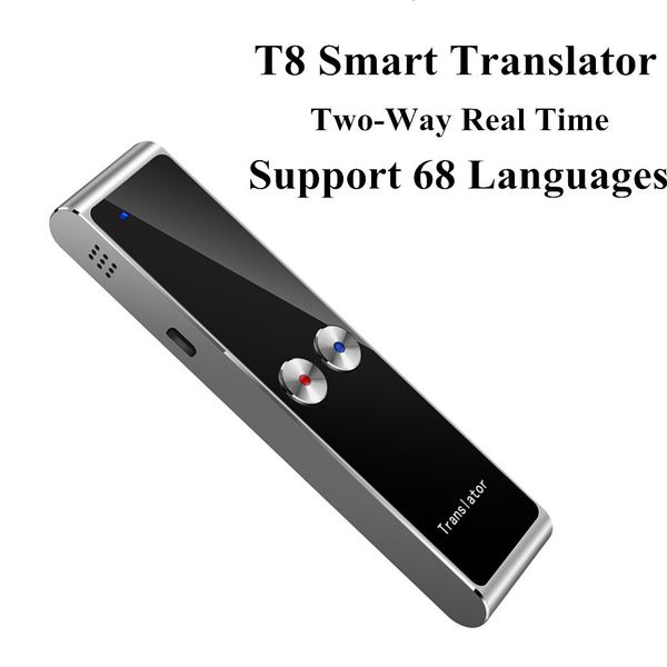 Dictionnaires Traducteurs T8 Mini portable sans fil intelligent 68 multi-langues bidirectionnel en temps réel pour apprendre les voyages d'affaires 221014