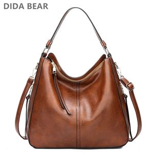 DidaBear Hobo Bag Leather Women Handtassen vrouwelijke vrijetijdsschoudertassen mode portemonnees vintage bolsa's grote capaciteit tas tas 240326
