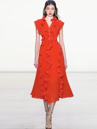 DIDACHARM lange jurk ontwerper lente zomer nieuwe hoge kwaliteit geplooide ruches elegante chique partij casual mode damesjurken