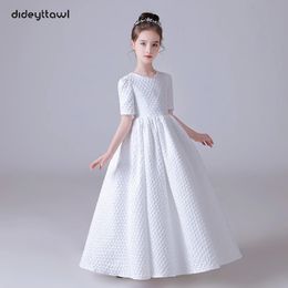 Dideyttawl jupe bouffante blanche robe de demoiselle d'honneur élégante pour fête de mariage manches courtes Concert robe de demoiselle d'honneur junior 240304