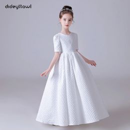 Dideyttawl jupe bouffante blanche robe de demoiselle d'honneur élégante pour fête de mariage manches courtes Concert robe de demoiselle d'honneur junior 240318