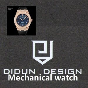 DIDUN Herenhorloges Top Mechanisch Automatisch Horloge Rosegoud Herenmode Zakelijk Horloge Lederen Band Polshorloge304m