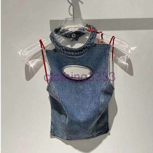 Dieasels Designer Vest dames denim mouwloze vesten zomer sexy streetwear mode kleding holle metalen vel top i65a