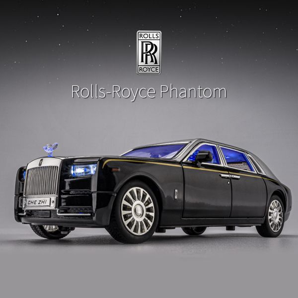 Diecast Car 1 24 Phantom Mansory ALLIAG DICASTS Toy Véhicules Modèle Sound et Light Tat Back Car Toys for Kids Gifts 230802