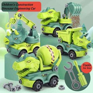 Diecast Construction pour enfants dinosaure ingénierie pelle camion à benne basculante éducatif bricolage modèle jouets pour enfants garçons voitures jouet 0915