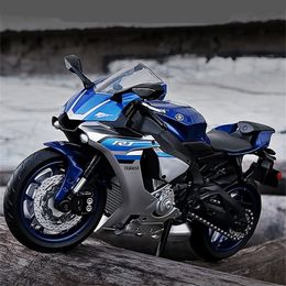 Diecast Model 1 12 Yamah YZF R1 Alloy Racing Sports Motorcycle Simulatie Diecast metal cross-country motorfietsmodelcollectie Kid speelgoedcadeau 230509