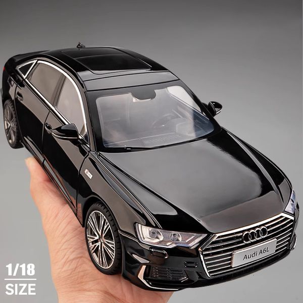 Modèle moulé sous pression 1 18 Audi A6 Limousine en alliage moulé sous pression modèle de voiture son et lumière tirer vers l'arrière jouet pour enfants à collectionner ornements de cadeau d'anniversaire 230901