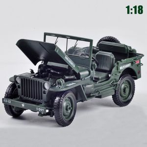 Diecast Model 1 18 Tactisch militair model Old Wereldoorlog II Willis GP Jeeps Militaire Legering Car Model voor Kids Toys Gifts Boy Vehicles 230509