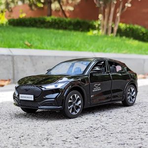 Diecast Model 1 24 Ford Mustang Electric Horse Mach-E Legering Sportauto Model Diecast Metal Energy Pull Back Car Sound Light Kids Toys Gift 230308