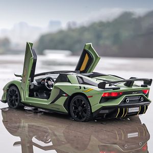 Diecast Model 1 24 Lamborghinis Aventador SVJ63 Alliage Modèle De Voiture Jouet Diecasts Metal Casting Son et Lumière Voiture Jouets Pour Enfants Véhicule 230308