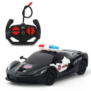 Diecast Model 1 24 RC Auto Elektrische Cop Speelgoed Met LED Licht Afstandsbediening Racing Voertuig Cadeau Voor Kinderen 231017