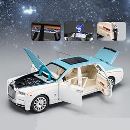 Diecast Model 1/24 Rolls Royce Phantom Alloy Luxy Car Model Diecast metalen speelgoedvoertuigen Automodel met Star Top Sound en Light Childrens Gifts 230308