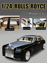 Diecast Model 1 24 Simulatie RollsRoyce Phantom Legering Metalen Auto Ornamenten Luxe Sedan Childrens Toy Boy Collection 230605