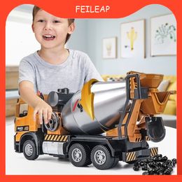 Diecast Model 1 30 Legering Mixer Truck speelgoed Auto voor kinderen beton Cement Boy Toys Engineering Vehicle Set Gift 230821