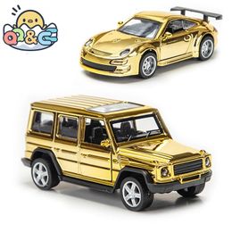 Modello pressofuso 1/32 Auto da corsa in lega tirare indietro dorato per ragazzo giocattolo regalo di compleanno veicoli di Natale per bambini 231031