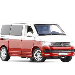 Diecast Model 1/32 van Volkswagen-Multivan T6 Alloy Auto Model Metaal Diecast MPV Auto Model Geluid Licht Pull-Back Toys CAR voor kinderen 230308