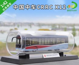 Modèle moulé sous pression 1 43 voiture chinoise originale Crrc X12 bus en alliage électrique pur Simulation jouet cadeau Collection affichage 230821