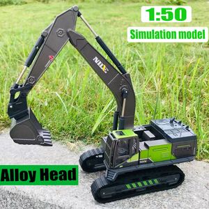 Diecast Model 1 50 Simulatie Legering Hoofd Diecasts Toy Engineering Voertuig Excavator Crane Truck Car S For Boys Gifts Home Decor 221125