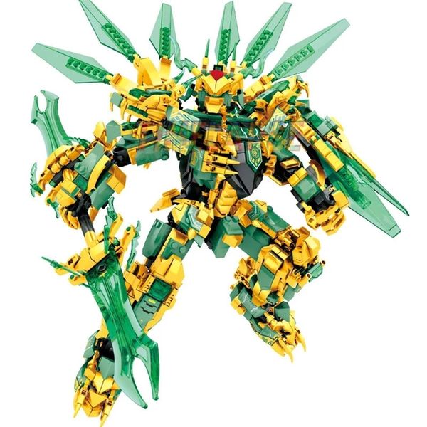 Modèle moulé sous pression 1618 pièces guerrier mécanique Titans Mechas bataille Robot Dragons saison 14 blocs de construction modèle classique ensembles briques enfants Kits 231204