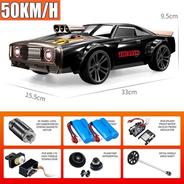 Modèle moulé sous pression 16303 1 16 50KM H RC Car 4WD avec télécommande LED Muscle High Speed Drift Racing Vehicle pour enfants Vs Wltoys 144001 Toys 231017