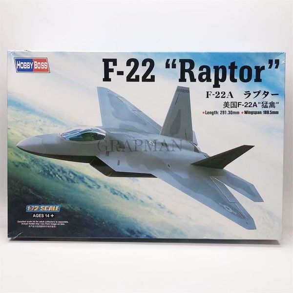 Modèle moulé sous pression 172 F22A Raptor chasseur furtif américain avancé F22 assemblage avion Kits de construction 230712