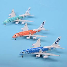 Diecast Model 20 CM 1 400 Schaal A380 ANA Turtle Airlines Vliegtuigen Vliegtuig Vliegtuigen Met Landingsgestellen Legering Speelgoed voor Collecties 231113