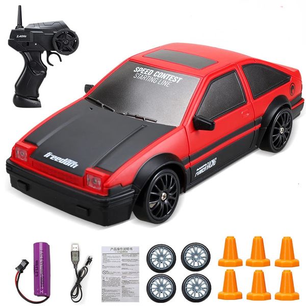 Modèle moulé sous pression 24G Rc voiture dérive 4WD 37 V 500 MAH RC jouet télécommande AE86 véhicule de course enfants 231010