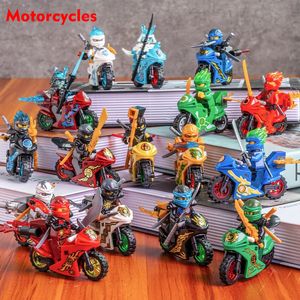 Diecast Model 8pcslot Ninja Motorcycles Building Blocks Bricks Figures Kids Toys for Children Gift 230705