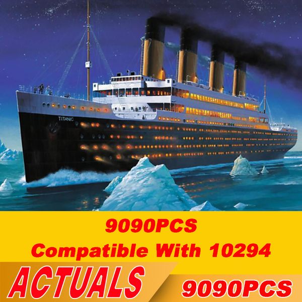 Modelo fundido a presión 9090 Uds 10294 película Titanic barco de crucero grande barco de vapor bloques de construcción Diy juguetes para niños regalo para Amiga 230710