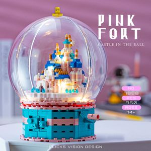 Diecast Model 950pcs Crystal Ball Bouwstenen Architectuur Draaien Kasteel LED Licht 3D Mini Diamond Bricks DIY SPEELGOED voor Kinderen Gift 230705