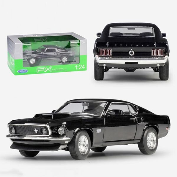 Modelo fundido a presión Aproximadamente 19 CM Escala 1/24 Aleación de metal Coche clásico Modelo fundido a presión 1969 Ford Mustang Boss 429 Juguete Welly Collection Juguete para niños 230509