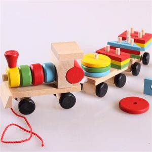 Modèle moulé sous pression bébé jouets bois Train camion ensemble blocs géométriques planche de tri Montessori enfants jouet éducatif couleur forme Match empilé Puzzle 230407