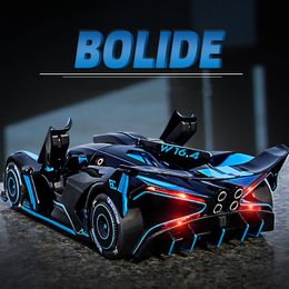 Diecast modelauto 1 24 Bugatti Bolide Legering sportwagenmodel Diecasts speelgoedvoertuigen Metaal conceptautomodel Simulatie Geluid Licht Kindercadeau 230829