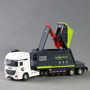 Diecast Model car 1 30 City Garbage Truck Car Model Diecast Garbage Tri Assainissement Route Balayeuse Véhicule Modèle De Voiture Simulation Collection Jouets 231214