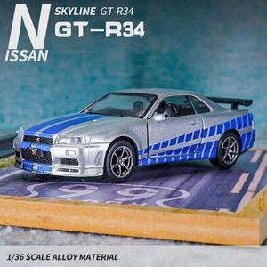 Gegoten modelauto 1 36 GTR R34 Skyline Ares Diecasts; Speelgoedvoertuigen Metalen speelgoed Het Fast and the Furious automodel High Simulation Kids Toys 230627